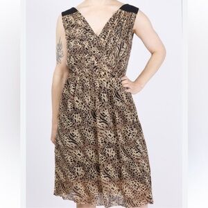SALE!!!!!Adrianna Papell Cheetah Print Silk A-Line Dress